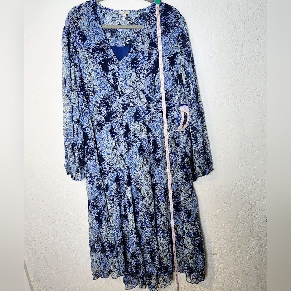 Joie Blue Parisian Paisley Chiffon Balloon Maxi Dress Sz XXL NwT Tiered Ruffles - Picture 13 of 15